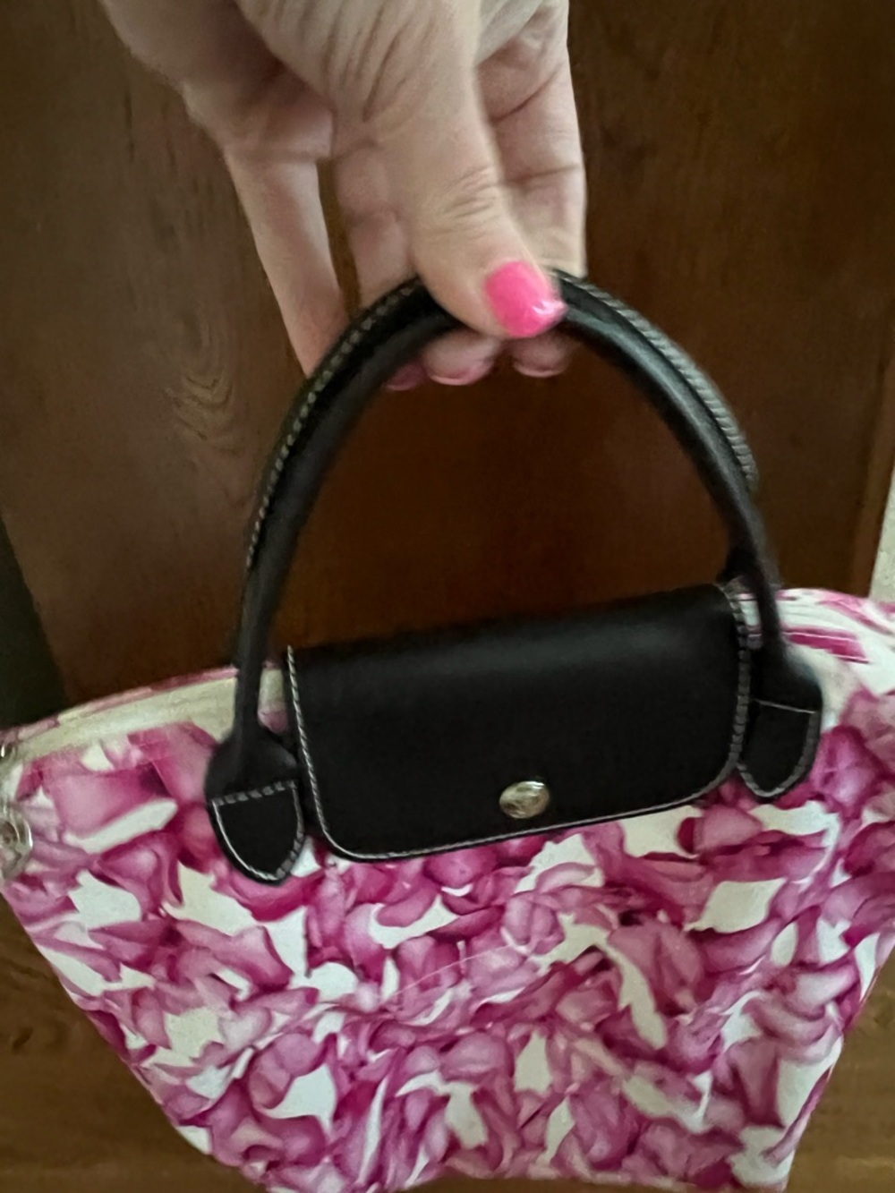 Longchamp Le Pilage Darshan Floral Pink and White Mini Tote